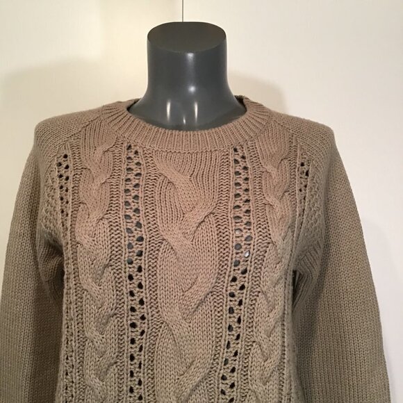 Cabin Fever Cable Knit Crew Neck Sweater with Zipper Accents Size M - Picture 2 of 11